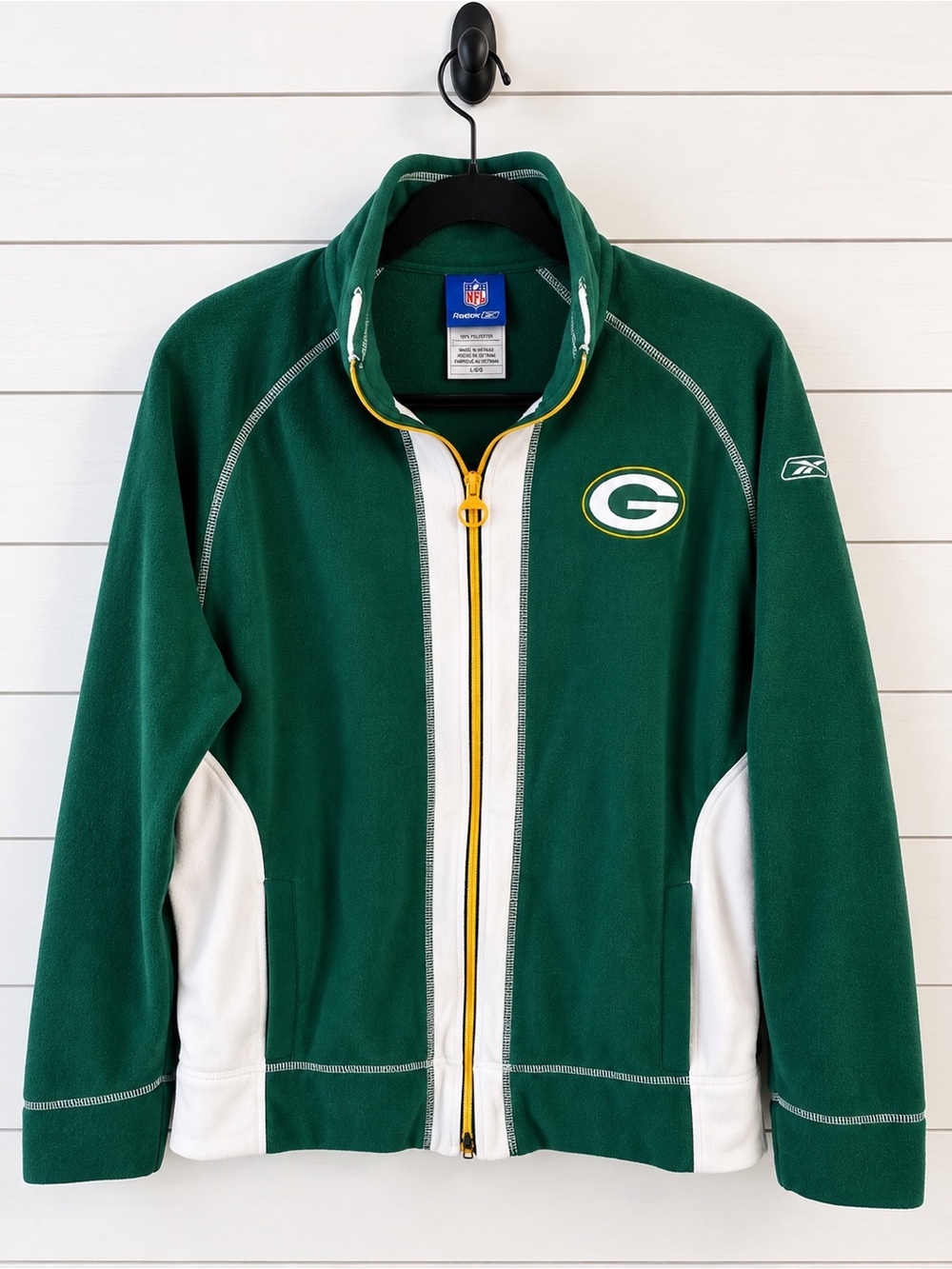 Reebok Green and White Full-Zip Performance Jacket